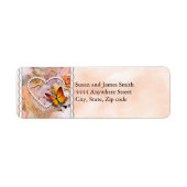 Étiquette Coeur Orange Rose Papillons Couple Tous Les Jours (Devant)