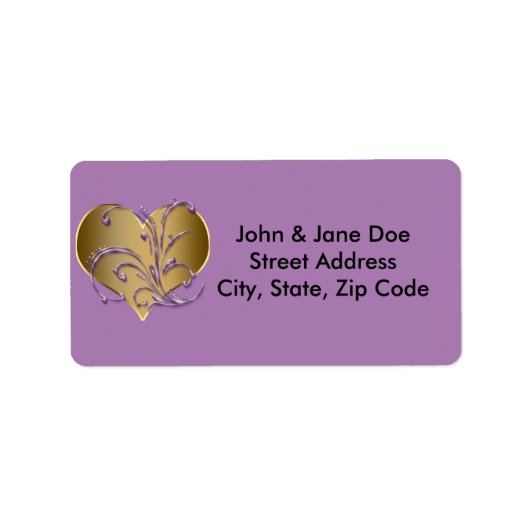 Étiquette Coeur pourpre Et Or (Devant)