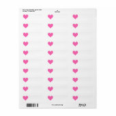Étiquette Coeur rose chaud mignon (Feuille entière)