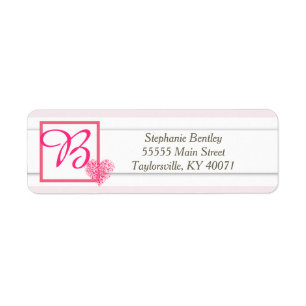 Étiquette Coeur rose Confetti Mariage Adresse de retour Labe