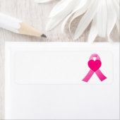 Étiquette Coeur rose Ruban Sensibilisation au cancer du sein (En situation)