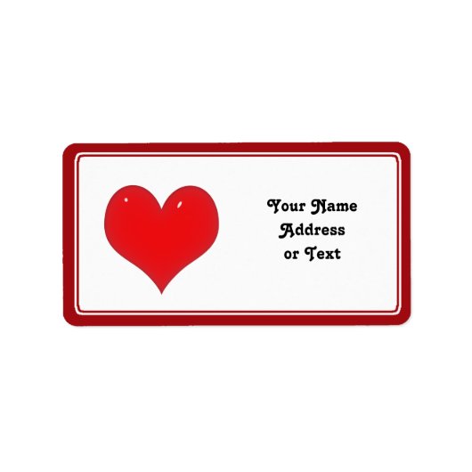 Étiquette Coeur rouge brillant de l'amour (Devant)
