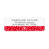 Étiquette Cœur Rouge Clair & Points Mignon Adresse de Retour (Devant)