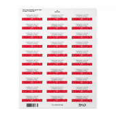 Étiquette Cœur Rouge Clair & Points Mignon Adresse de Retour (Feuille entière)