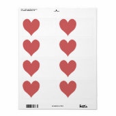 Étiquette Coeur rouge indien mignon (Feuille entière)