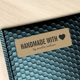Étiquette Coeur rustique Bold fait main avec amour Faux Kraf