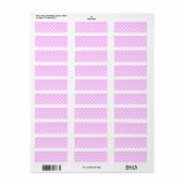 Étiquette Cœurs à pois roses et blancs (Feuille entière)