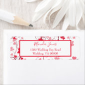 Étiquette Coeurs beaux rouge et blanc (En situation)