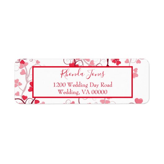 Étiquette Coeurs beaux rouge et blanc (Devant)