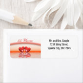 Étiquette Coeurs coralliens du 35e anniversaire (En situation)