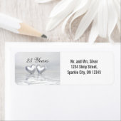 Étiquette Coeurs de l'anniversaire d'argent (En situation)