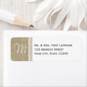 Étiquette Coeurs de monogramme Burlap (En situation)