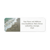 Étiquette Coeurs de sable sur la plage (Devant)