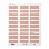 Étiquette Cœurs de script moderne rose poussiéreux Adresse d (Feuille entière)