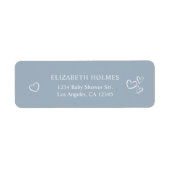 Étiquette Coeurs dessinés Dusty Blue Baby shower Adresse (Devant)