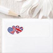 Étiquette Coeurs du drapeau américain et britannique (En situation)