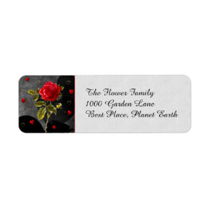 Étiquette Coeurs grunges noirs avec le rose rouge