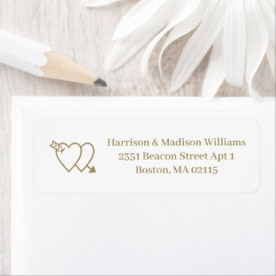 Étiquette Coeurs mignons or blanc personnalisé Adresse de re