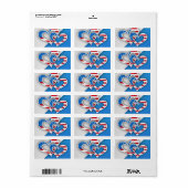 Étiquette Coeurs patriotiques (Feuille entière)