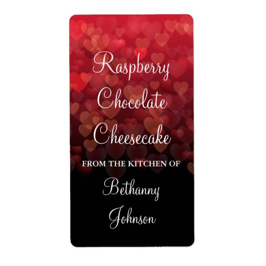 Étiquette Coeurs pluvieux de la cuisine (Devant)