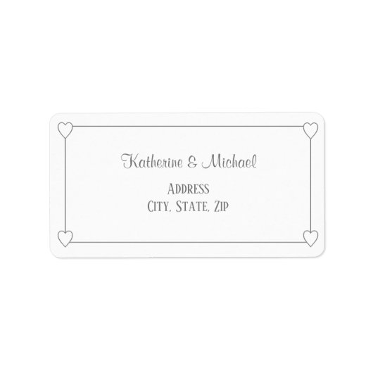 Étiquette Coeurs romantiques Moderne Blanc Simple Mariage (Devant)