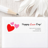 Étiquette Coeurs rose et rouge Joyeux Jour d'Amour (En situation)