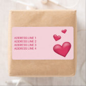 Étiquette Coeurs roses avec texte personnalisé (En situation)