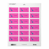 Étiquette Coeurs roses de girafe bleu (Feuille entière)