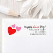 Étiquette Coeurs roses et rouges Joyeux Amour Saint Valentin (En situation)