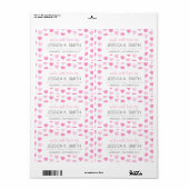 Étiquette Coeurs roses faits avec amour Confiture maison (Feuille entière)