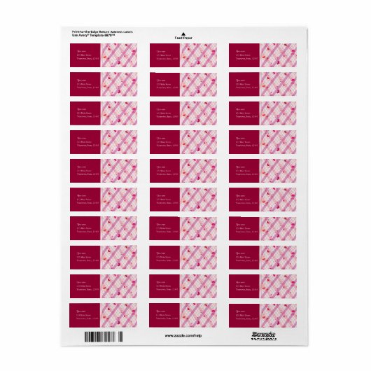 Étiquette Coeurs rouges (Feuille entière)