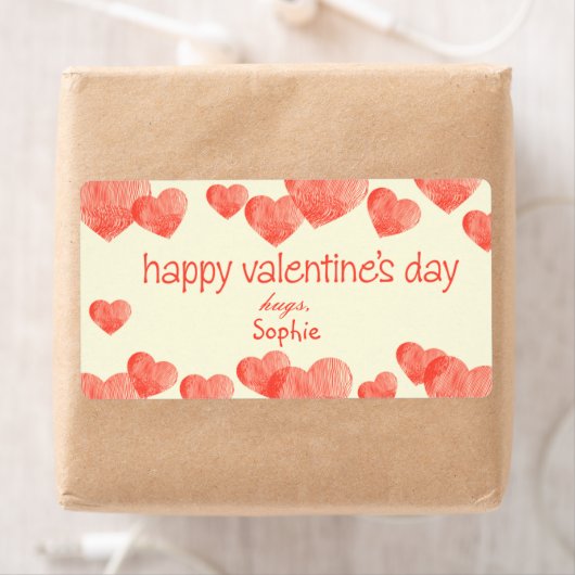 Étiquette Coeurs Saint-Valentin (En situation)