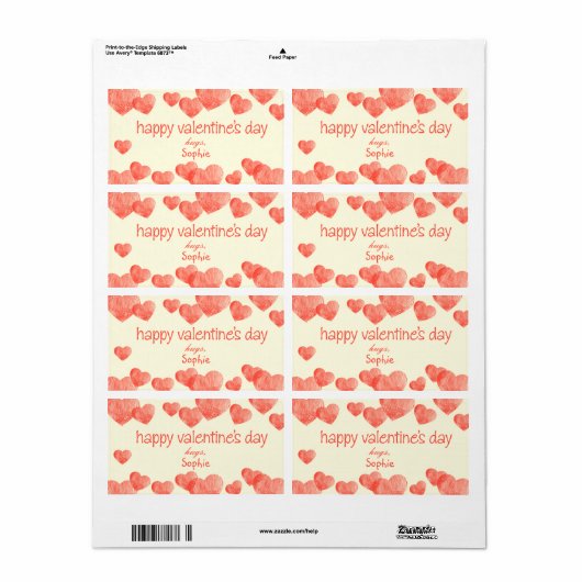 Étiquette Coeurs Saint-Valentin (Feuille entière)