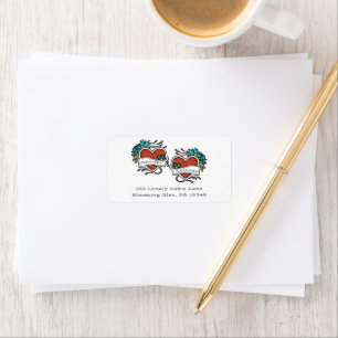 Étiquette Coeurs tatoués, Mariage graphique de tatouage