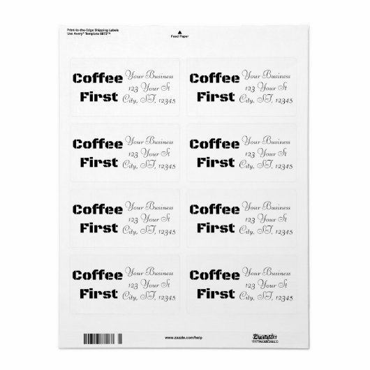 Étiquette Coffee First Thunder_Cove (Feuille entière)