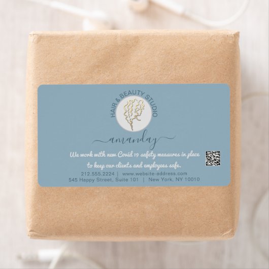 Étiquette Coiffeur Beauté Studi Lashes Gold Logo QR CODES (En situation)