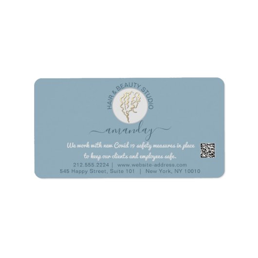 Étiquette Coiffeur Beauty Studio Lash Gold Logo QR RSVP (Devant)