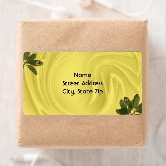 Étiquette Coins de la dame Bug et de la feuille (En situation)