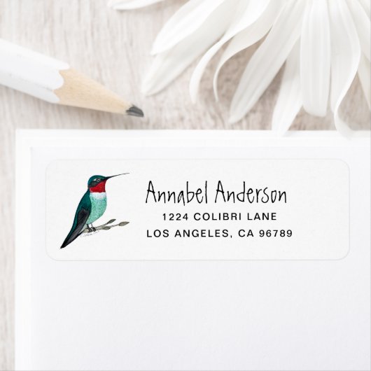 Étiquette Colibri à gorge rubis (En situation)