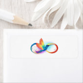 Étiquette Colibri arc-en-ciel avec symbole Infinity (En situation)