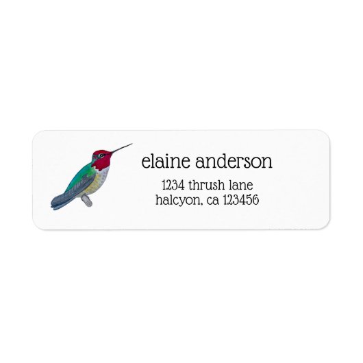 Étiquette Colibri d'Anna (Devant)