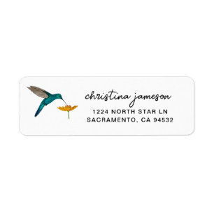 Étiquette Colibri et fleurs
