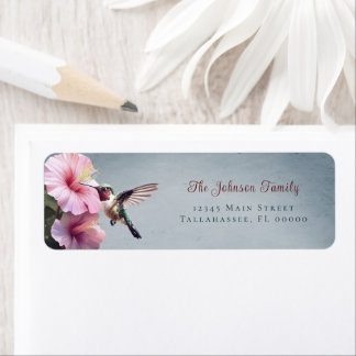 Étiquette Colibri et Hibiscus | Adresse du Mariage bleu