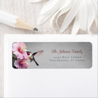 Étiquette Colibri et Hibiscus | Adresse du Mariage gris