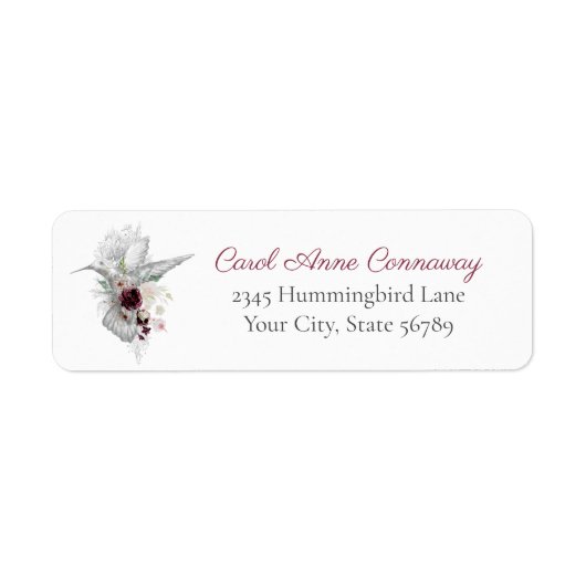 Étiquette Colibris et Roses (Devant)