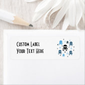 Étiquette Collage de crânes de dessin - bleu (En situation)