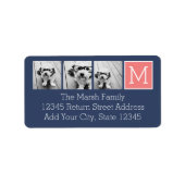 Étiquette Collage photo marine et corail Monogramme personna (Devant)