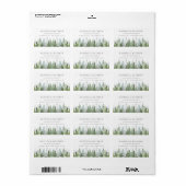Étiquette Collection de Mariages de la forêt de pins d'aquar (Feuille entière)