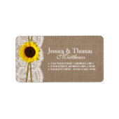 Étiquette Collection de Mariages de tournesols rustiques (Devant)