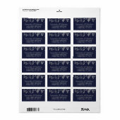 Étiquette Collection de Mariages floraux en argent et marine (Feuille entière)